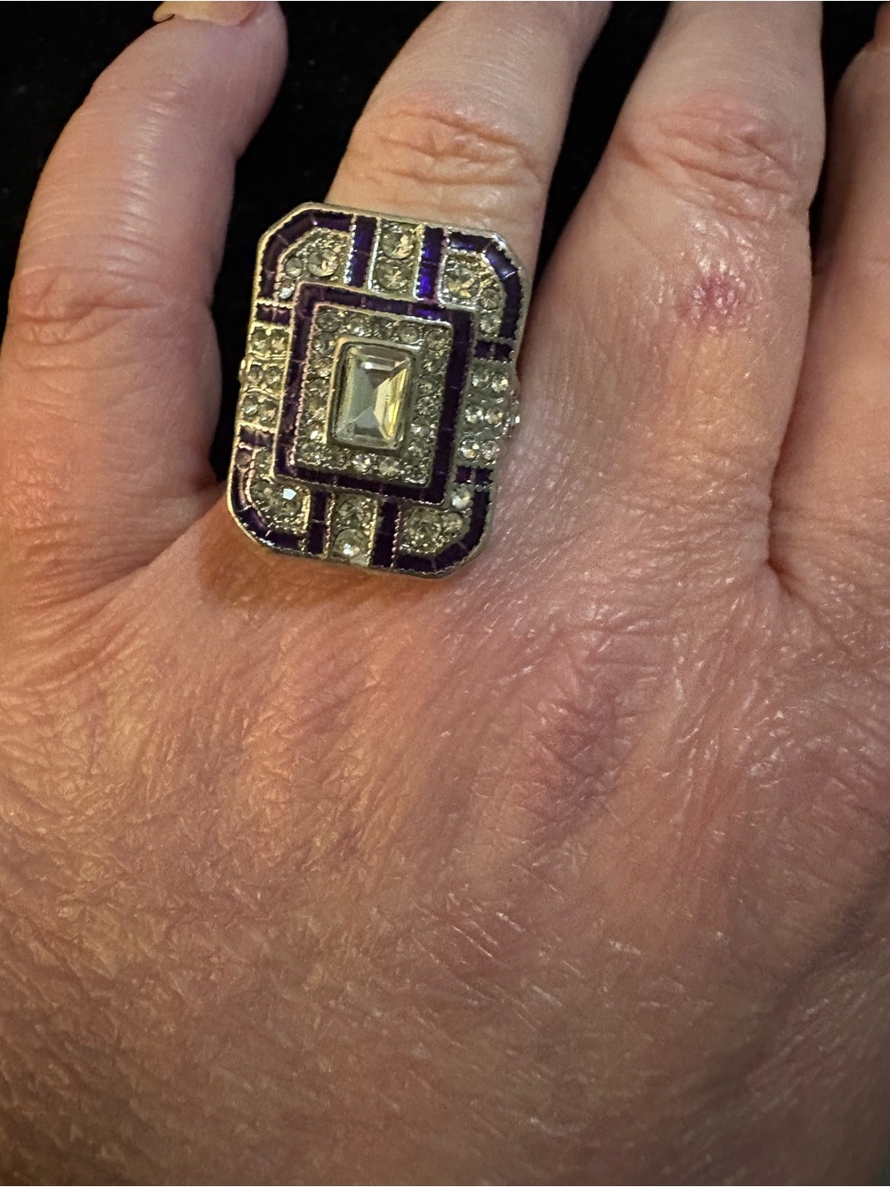 Purple and Silver Art Deco Ring - Unbranded Fashion Statement